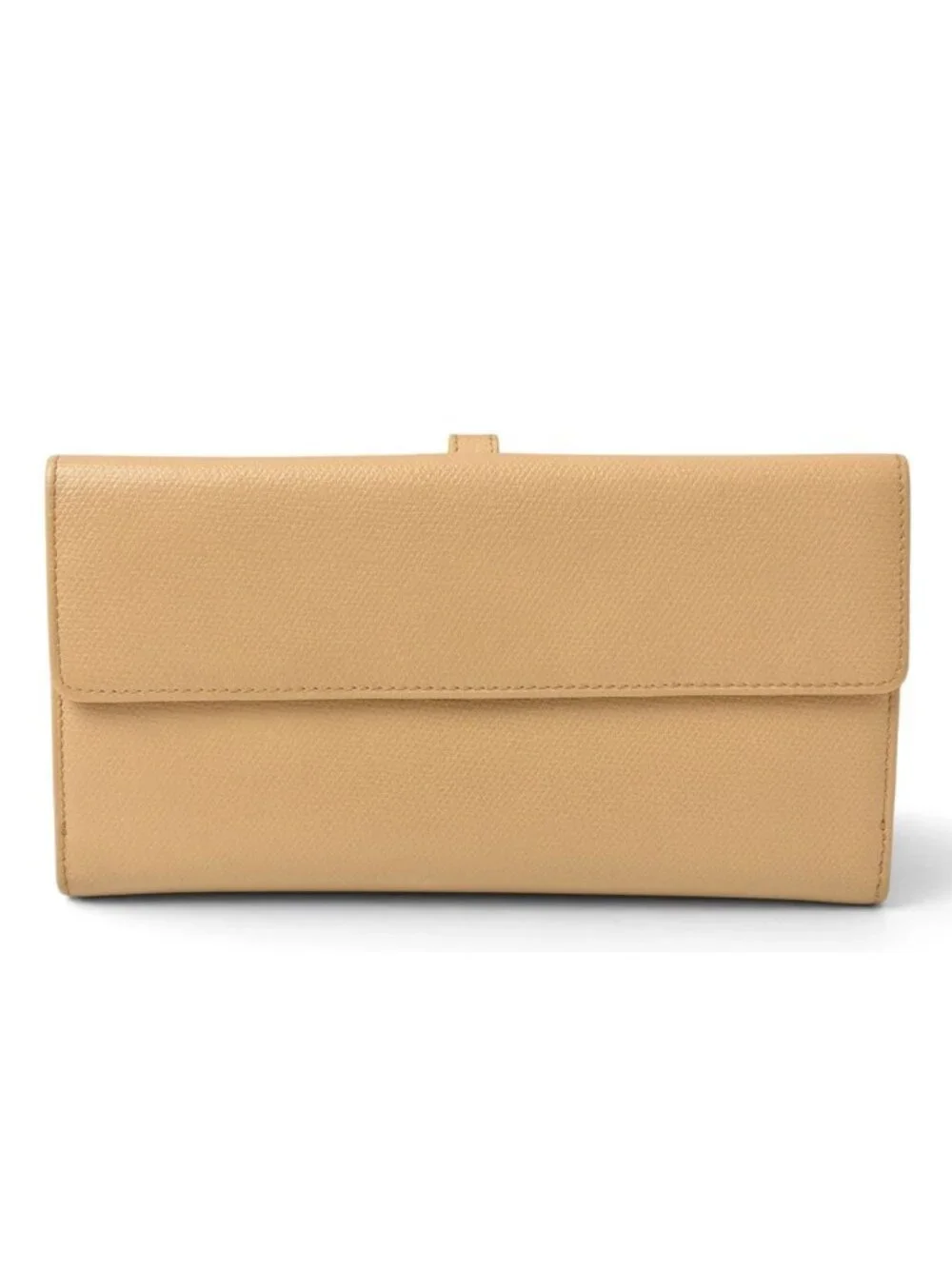 Chanel Wallet Coco Button Bifold Leather Beige